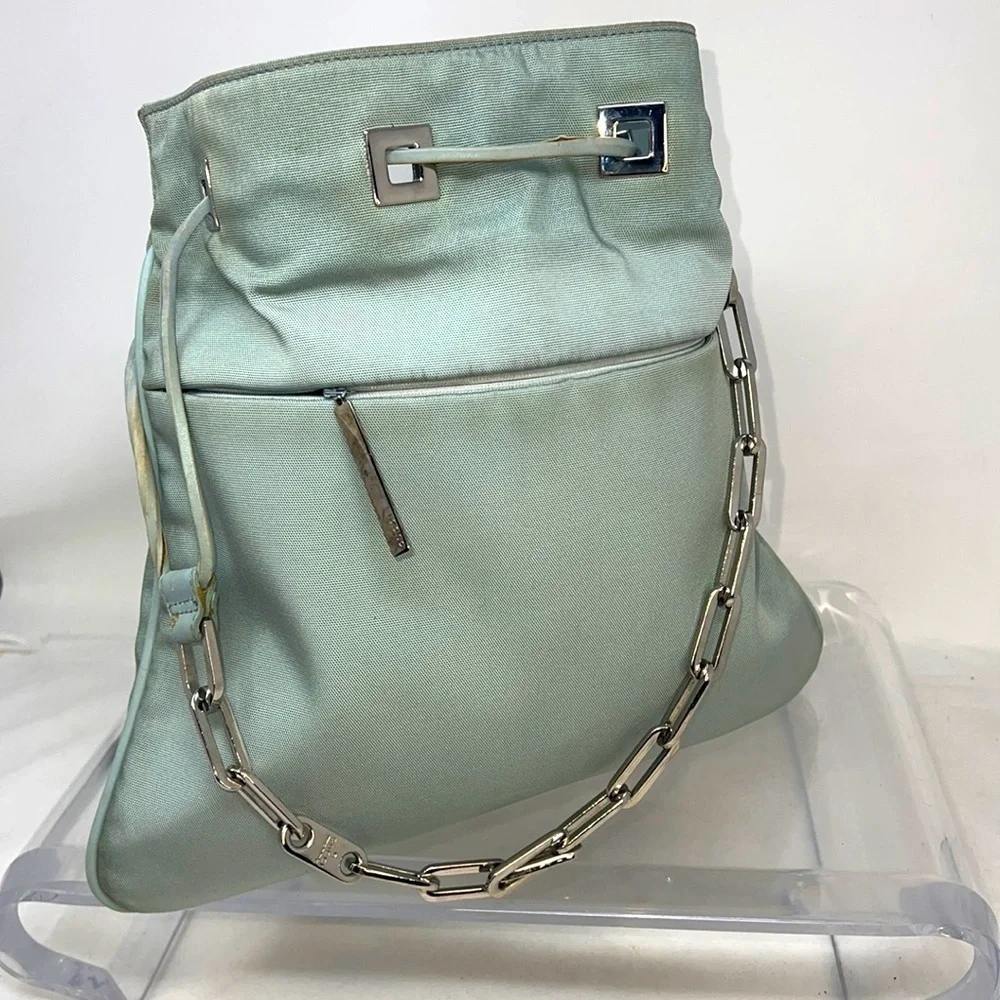 Gucci Ballistic Nylon & Leather Seafoam Drawstring Shoulder Bag